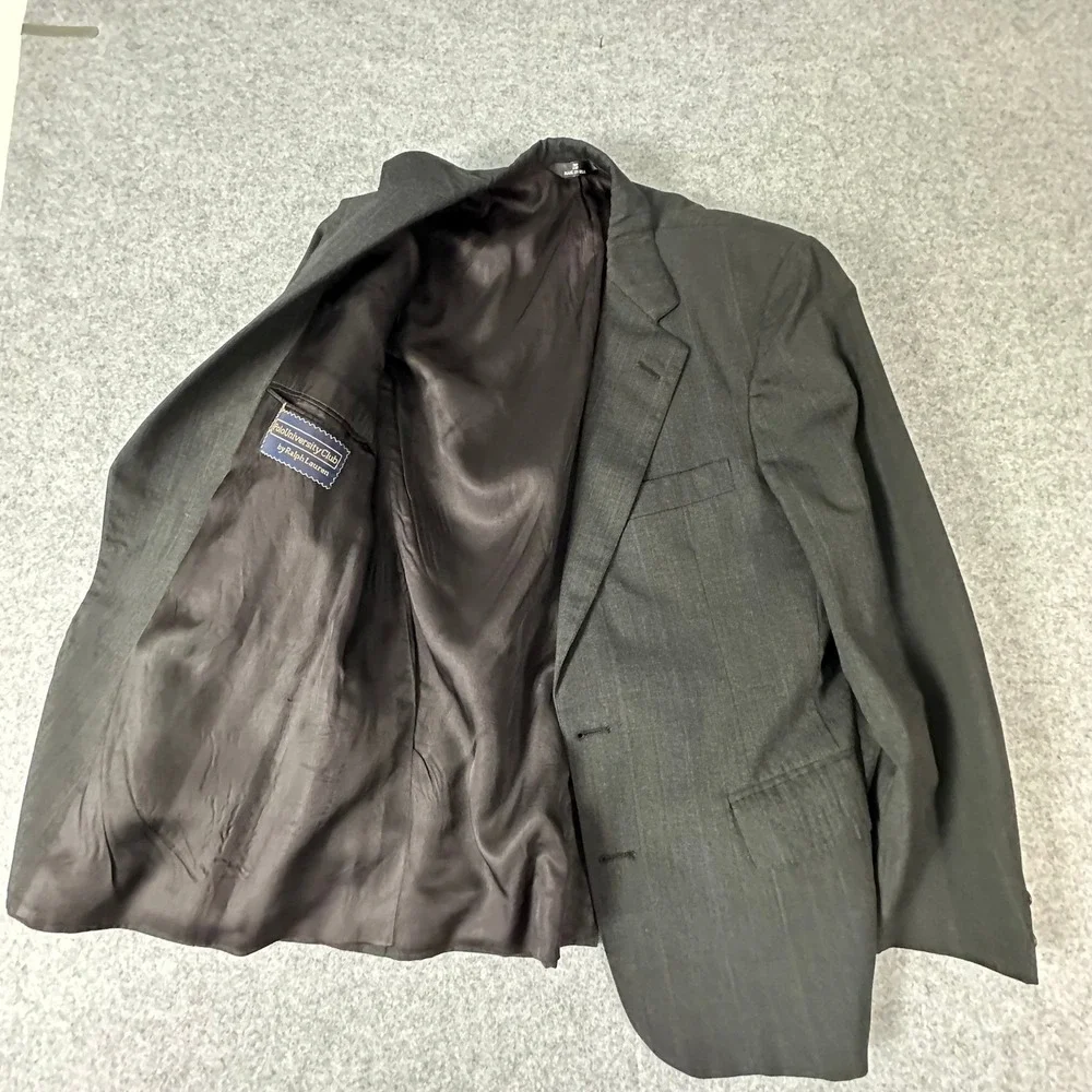 Polo University Club Ralph Lauren Blazer Mens 38R Charcoal Grey Pinstripe